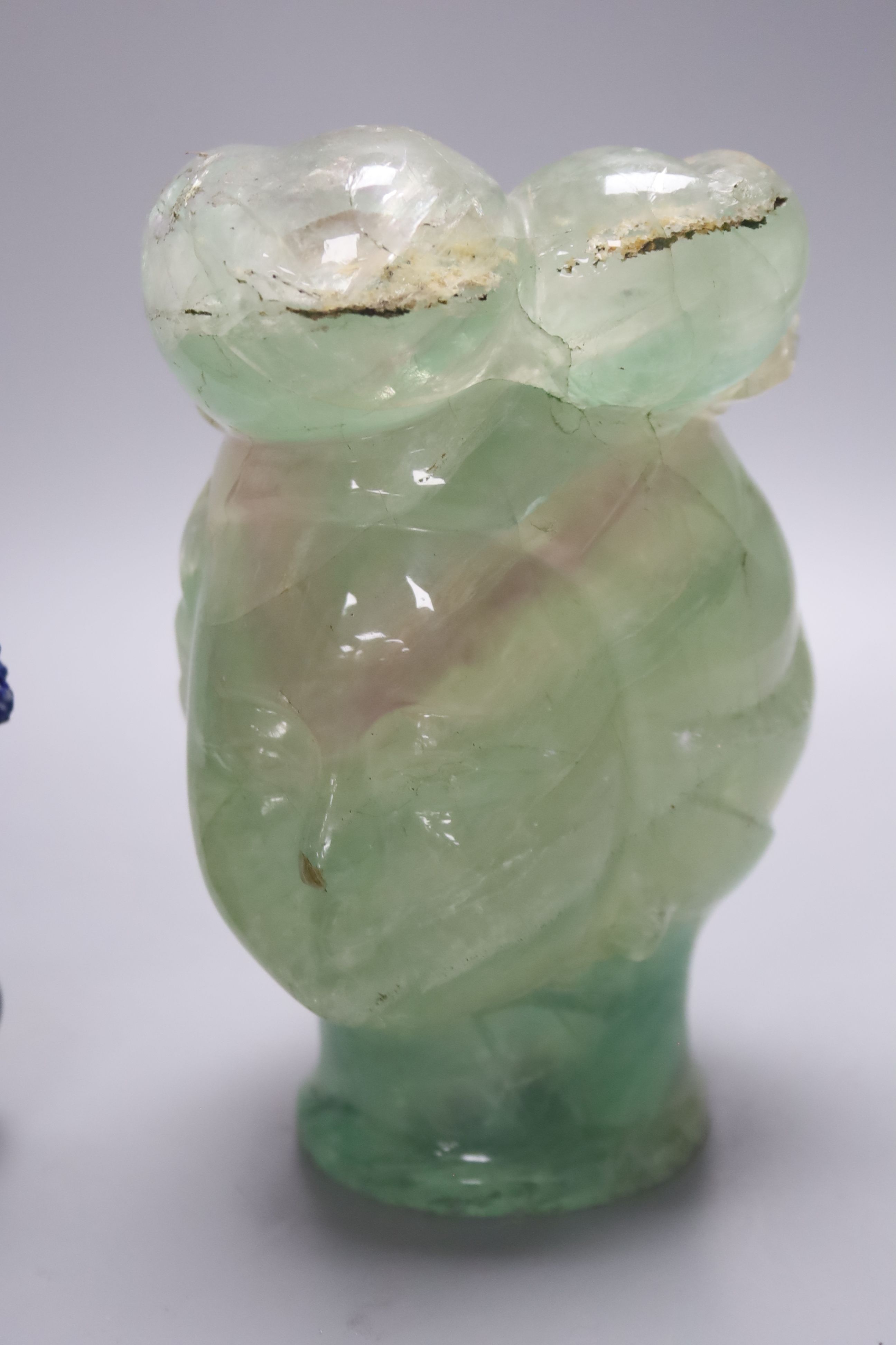 Five Chinese hardstone carvings, tallest 23.5cm